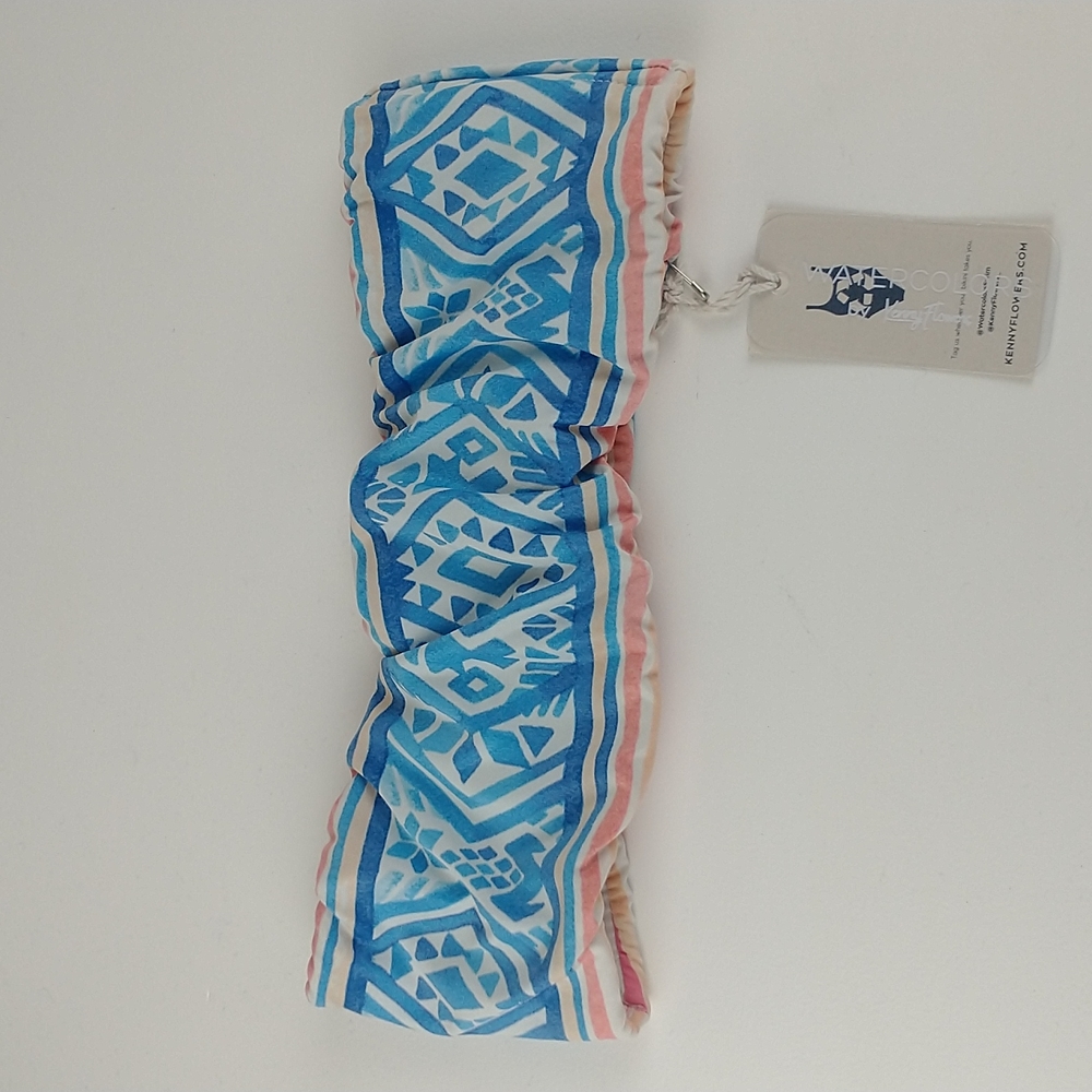 NEW Watercolors by Kenny Flowers The Palmilla Blue Bandeau Bikini Top Small